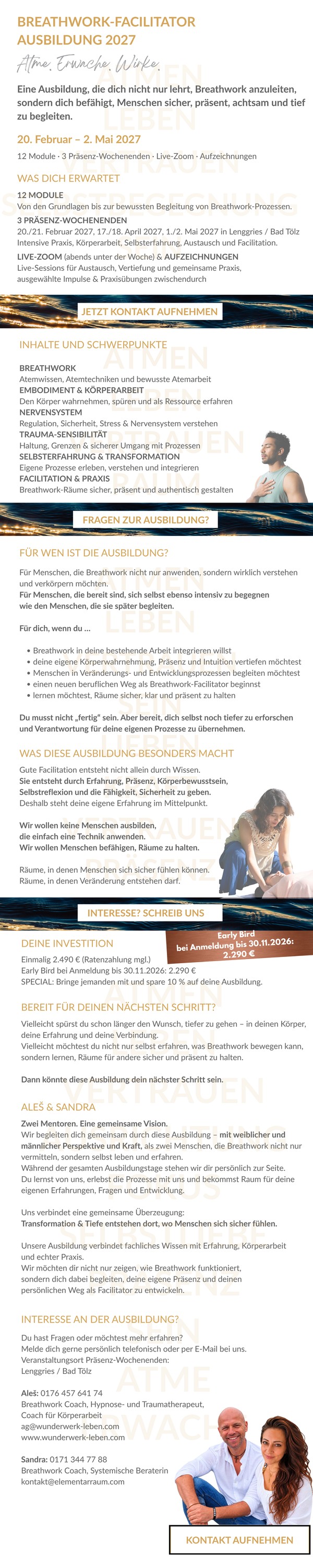 Breathwork Facilitator Ausbildung 2027 in Lenggries bei Bad Tölz